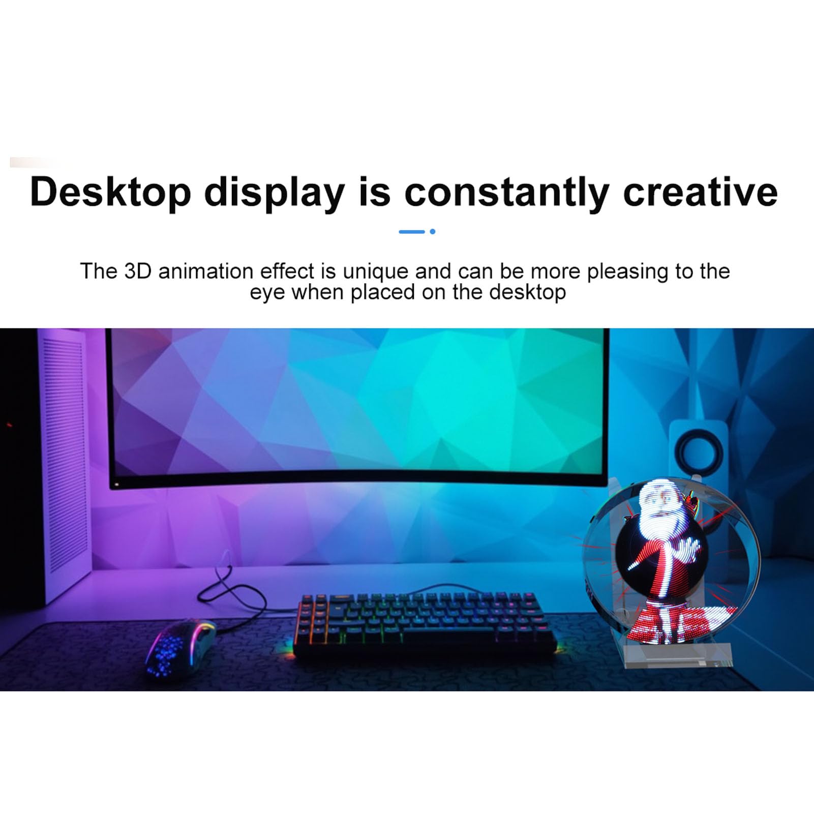 Tosuny Fan di Ologramma 3D, Proiettore a Ventole a LED 3D, Risoluzione 1080x1600, 48 Luci a LED, Display Pubblicitario del Proiettore Olografico con WiFi/App/Remote, per le Imprese