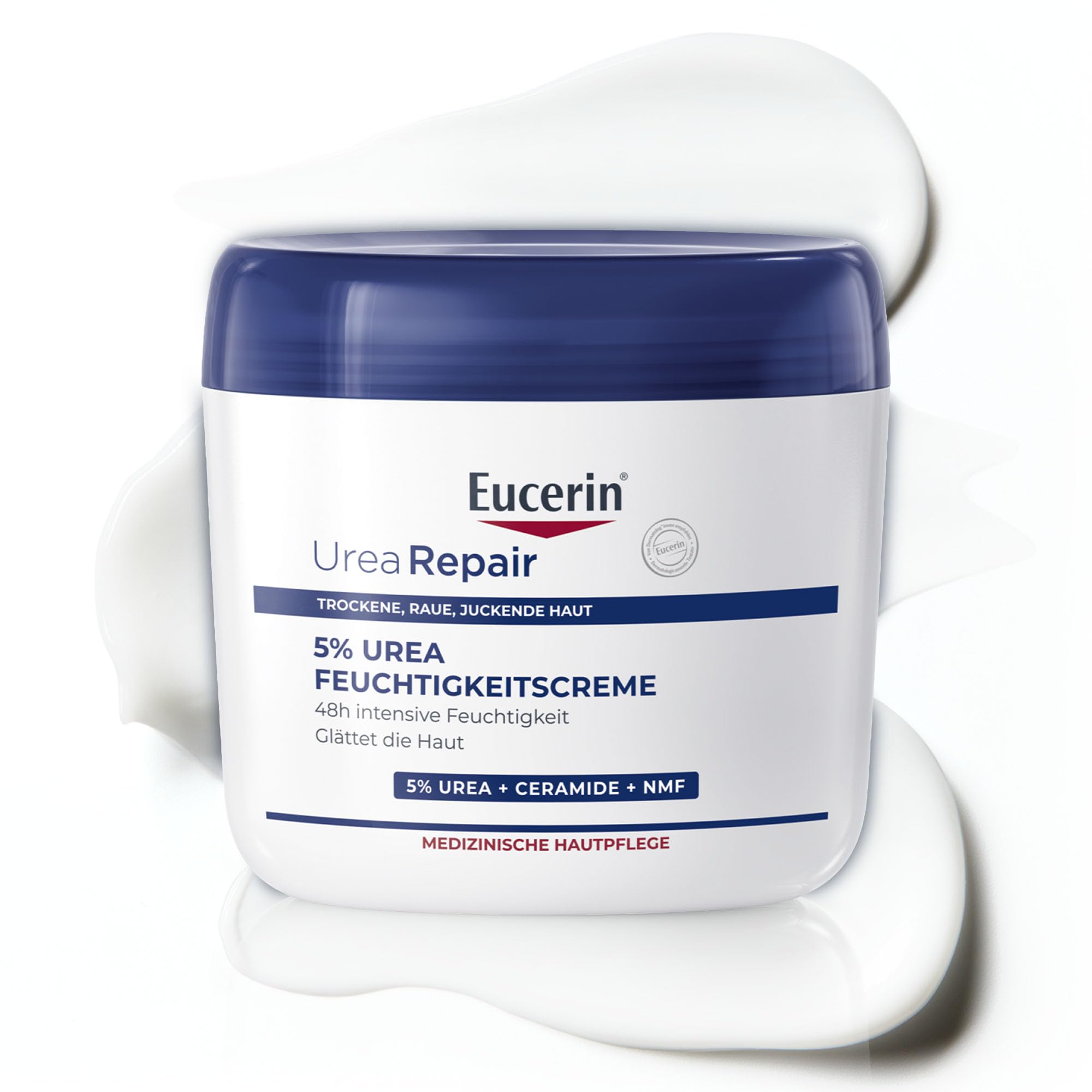 Eucerin UreaRepair 5% Urea Feuchtigkeitscreme 450 ml, Körperlotion für trockene Haut spendet 48 Stunden Feuchtigkeit, Hautpflege mit Urea und pflegenden Ceramiden mildert Spannungsgefühle