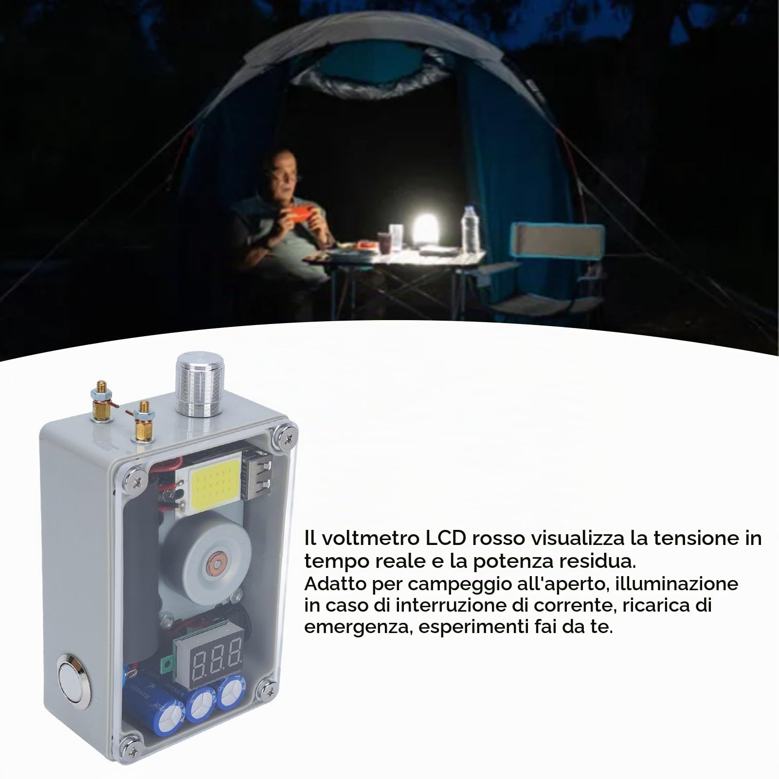 Generatore di Manovella a Mano, Generatore di Dinamo Manuale Portatile con Luce di Pannocchia, Caricatore Veloce USB di Emergenza per Emergenza, Interruzione, Campeggio, Off-grid