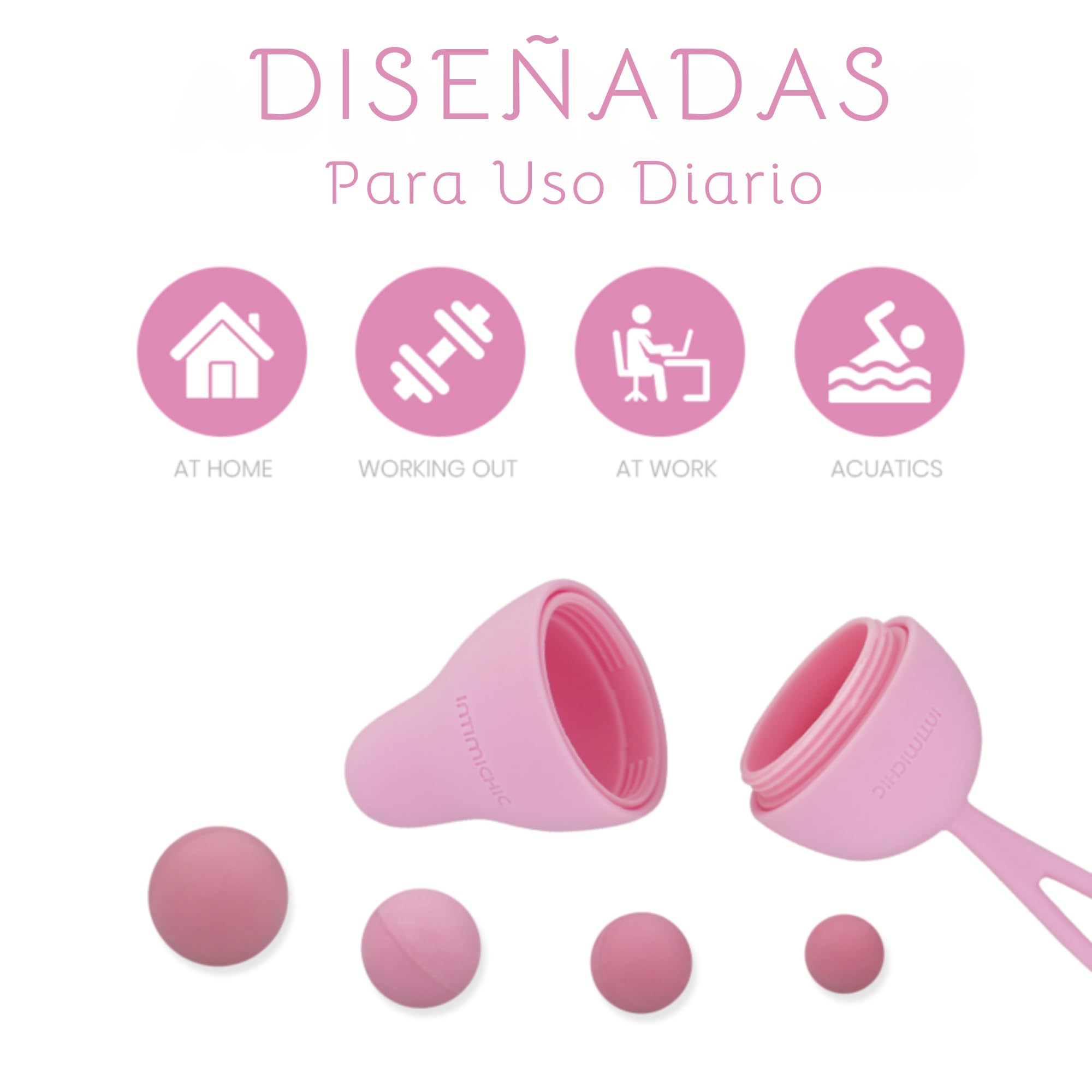 Entrenador del Suelo Pélvico para Mujeres Bolas Kegel Pesas| 4 Bolas con Pesos Graduales Recubiertas de Silicona Bolas Ejercicios de Kegel Fortalece la Musculatura Vaginal y Previene Incontinencia