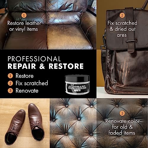 Image of White Leather Recoloring Balm, Color Restorer, Scratch Remover, Couch Paint and Repair, Leather Balm for White Couches
