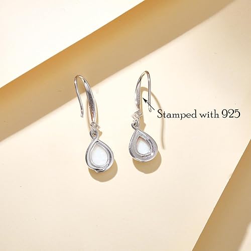 Miniatura 4 de FANCIME Opal Earrings 925 Sterling Silver Infinity Earrings Dangle Earrings with Created Teardrop White Fire Opal,Fine Opal Jewelry for Women