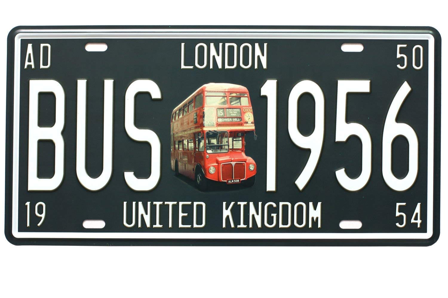 Dogt 1956 De Autobús De Londres Reino Unido Clásico Auto Placa De Licencia, Grabado, Tamaño De La Etiqueta 15,2 X 30,5 Cm