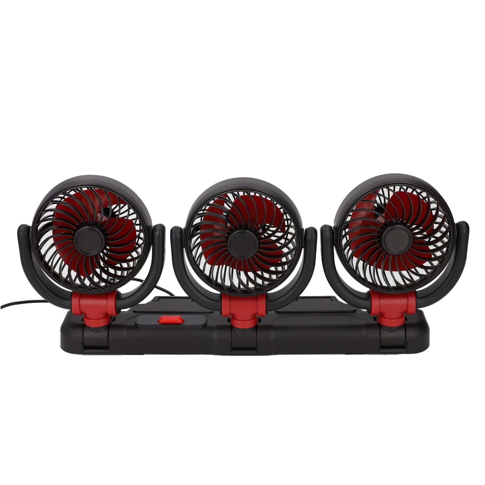 Ventola di Raffreddamento a 3 Teste Ventilatore Elettrico per Auto Portatile 12V PVC Triplo Flusso d'aria con Supporto per Telefono Supporto a Ventosa per Camion SUV RV Van Boat Drivers (24V)