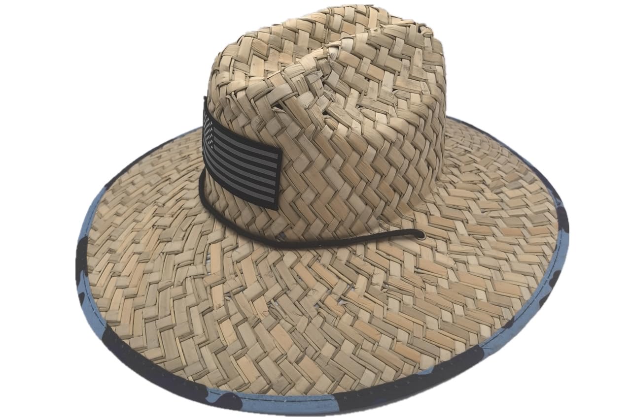 Men's and Wowen's Lifeguard Straw Hat Wide Brim Beach Hat Sun Protection Outdoor Hat for Fishing Hiking