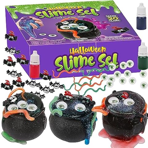 Halloween Slime Kit,Halloween Slime Party Favors,DIY Slime Making Kit Supplies,Stress Relief Sensory Toys,Halloween Prizes for Kids Classroom Cover