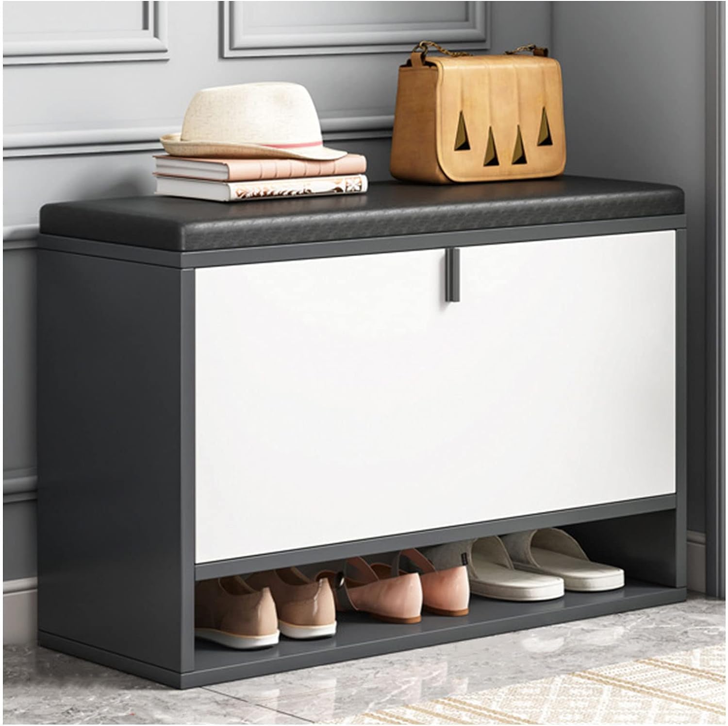 Meuble à chaussures minimaliste 60 avec banc rembourré et vestiaire