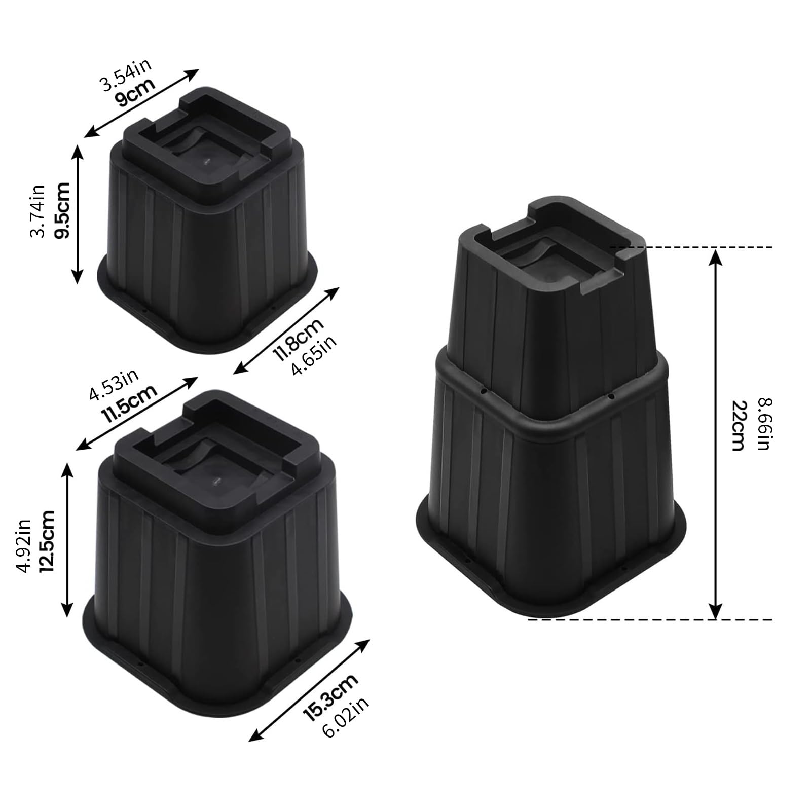 Elevadores de patas ajustables para muebles, antideslizantes, montaje rápido para cama, sofá, mesa, sillas, fácil de limpiar