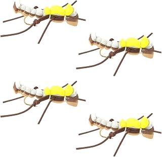 The Fly Fishing Place Mantis Foam Hopper Fly Fishing Flies - High Visibility Grasshopper or Stonefly Dry Fly - 4 Flies Hook Size 10