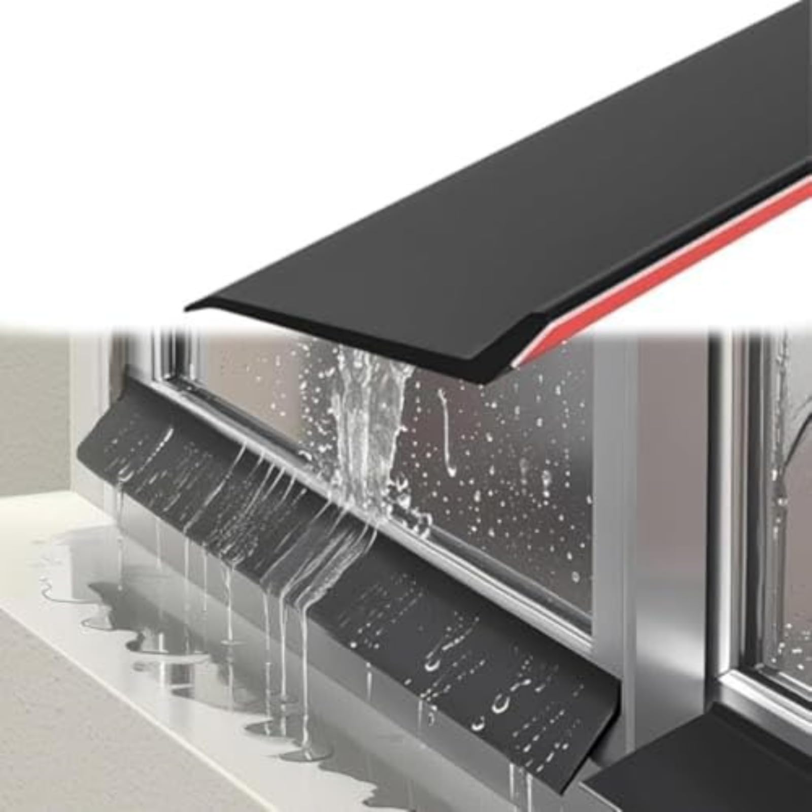 Barrera de lluvia autoadhesiva para ventanas, sello de goma impermeable de 135° para marco y pared. Protección contra fugas de agua, ideal para ventanas corredizas y abatibles (Ancho (4,5 cm)*5 m)