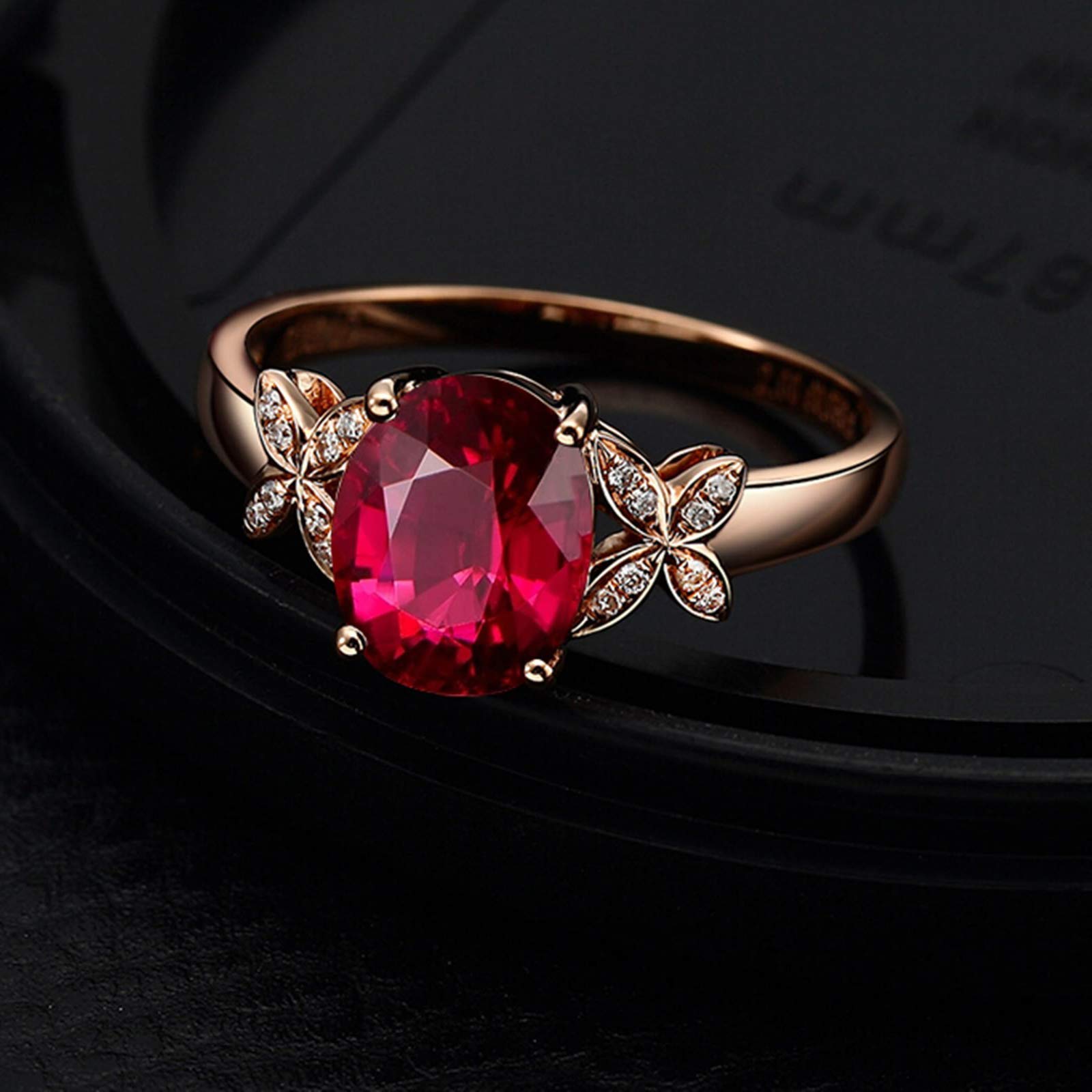 Beydodo Pierścionek damski z różowego złota 750 motyl z turmaliną 1,2/2 ct pierścionek zaręczynowy dla kobiet z diamentem e różowe złoto, 65 cm (20,7 cala), colore: 1.2ct, cod. TLLWGZ831