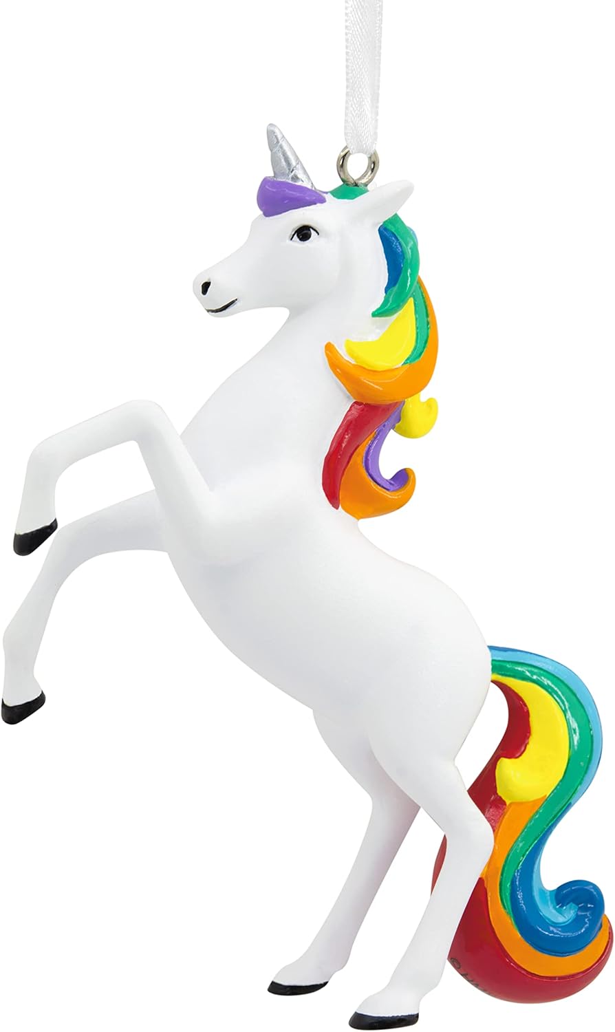 Hallmark Unicorn With Rainbow Mane Christmas Ornament, Multicoloured, H