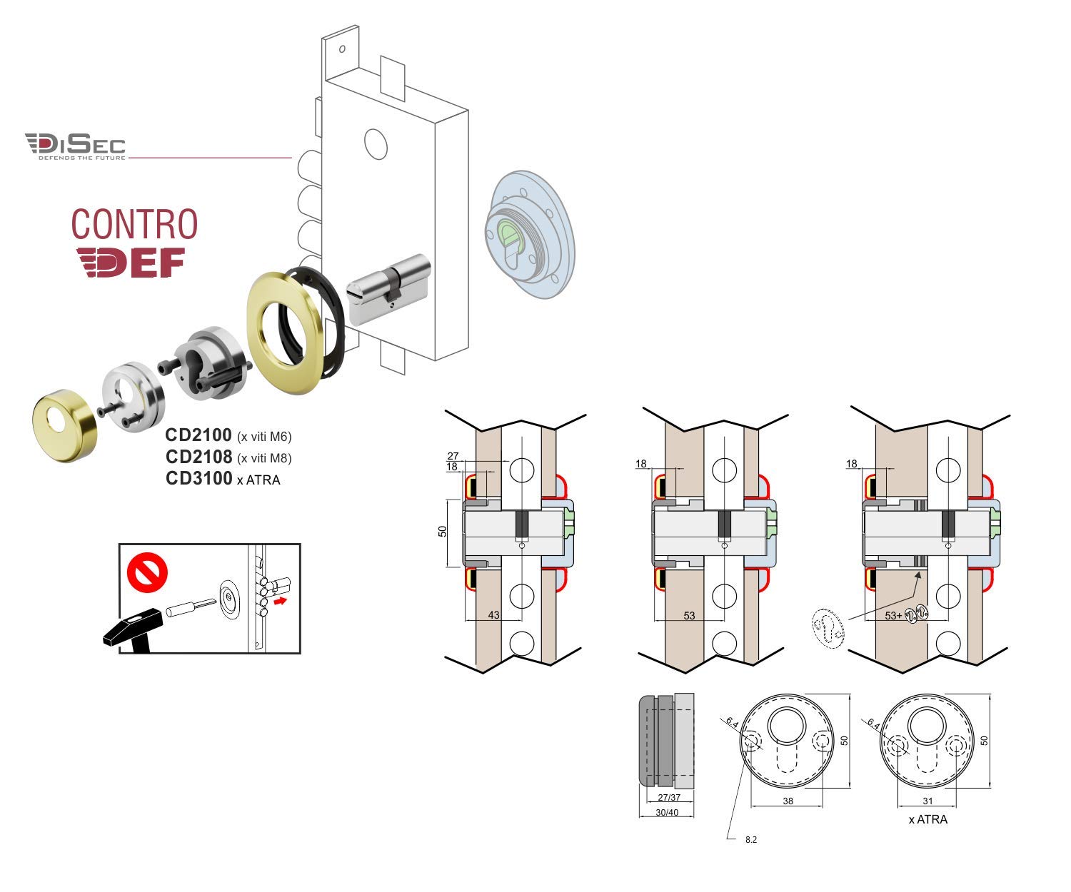 Disec Cd2000 Universale Controdef Cromo Satinato