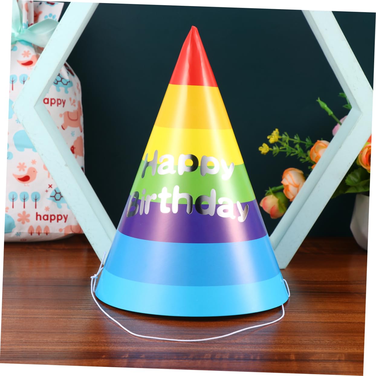 Cappelli 50 per Arcobaleno Compleanno Triangolari Festa Ragazzo Ragazza | Carta, Stabili sulla Testa, Comodi da Indossare, Decorativi per Foto Festa