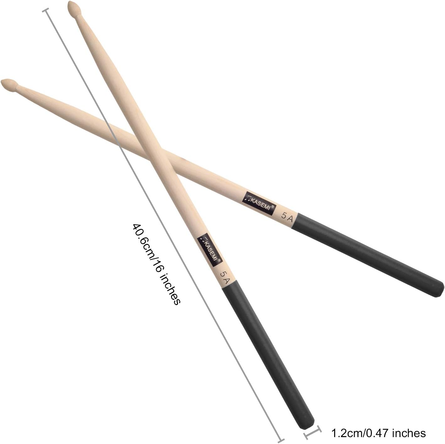 KASEMI Drum Sticks Non-Slip, 5A Wood Tip Drumstick (2 Pair) - Black : Musical Instruments