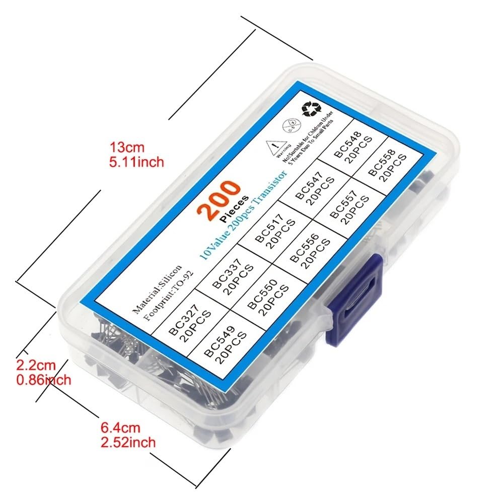 Assortimento di transistor PNP NPN TO-92, 200 pezzi, kit assortiti BC327 BC337 BC517 BC547 BC548 BC549 BC550 BC556 BC557
