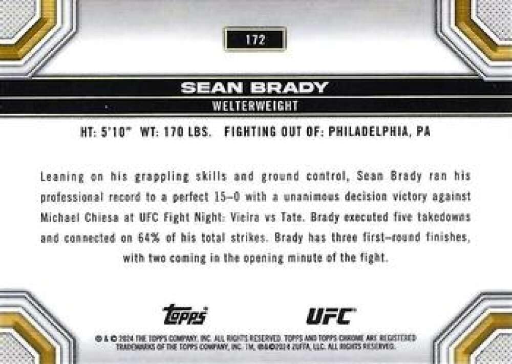 Amazon.com: 2024 Topps Chrome UFC MMA #172 Sean Brady Officially