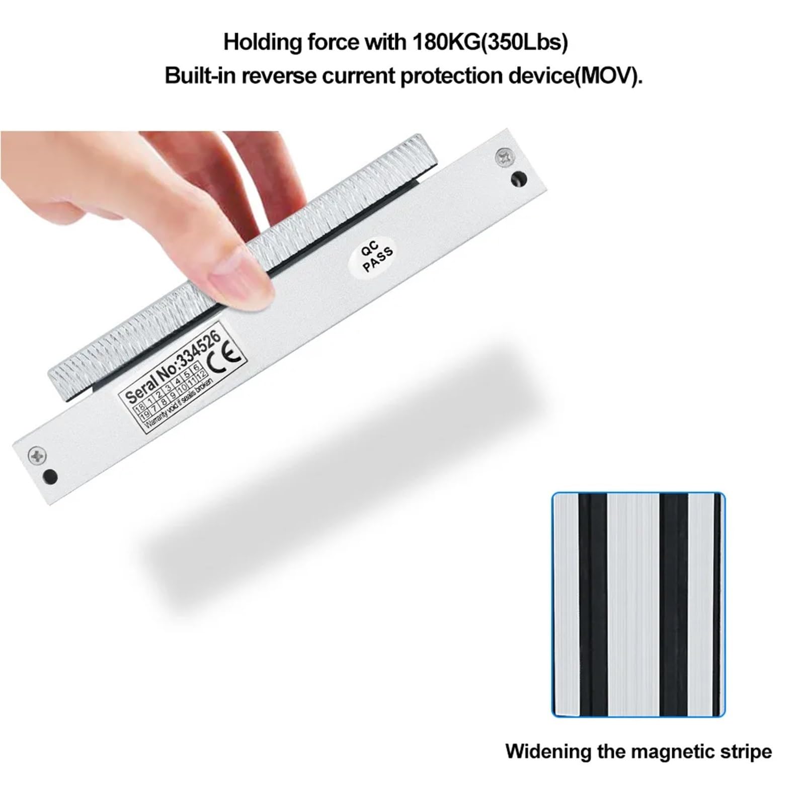 Cerraduras electromagnéticas de 12V, Cerradura magnética eléctrica de 180KG/350lbs, Soporte ZL U for electrónico de Control de Acceso de Puerta a Prueba de Agua(Lock with L Bracket)
