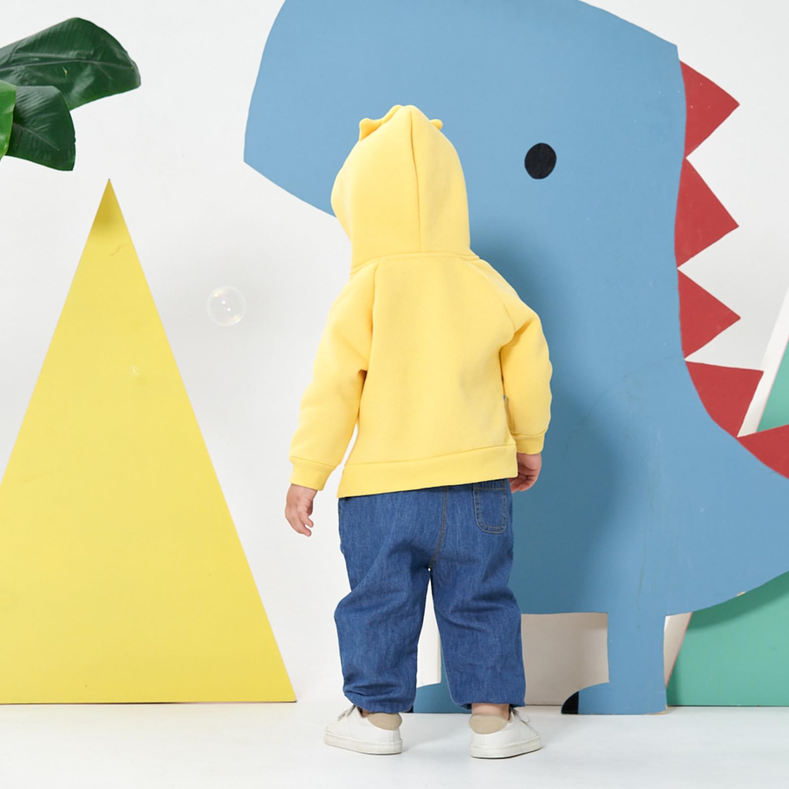 famuka Sudaderas con Capucha Bebé Niña Niño Color Liso Forro Polar Rana Conejo Pato (Amarillo, 12M)