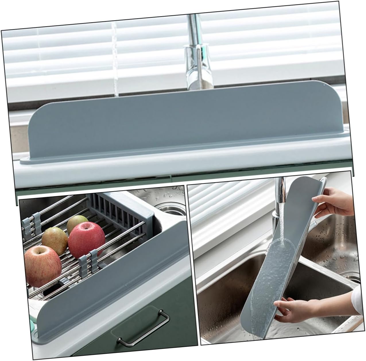 Kitchen Sink Splash Guard with Suction Cups Splashproof Baffle Board for Dishwashing and Bathroom Use Waterproof Retaining Plate 19.29X3.34X1.96 Inches