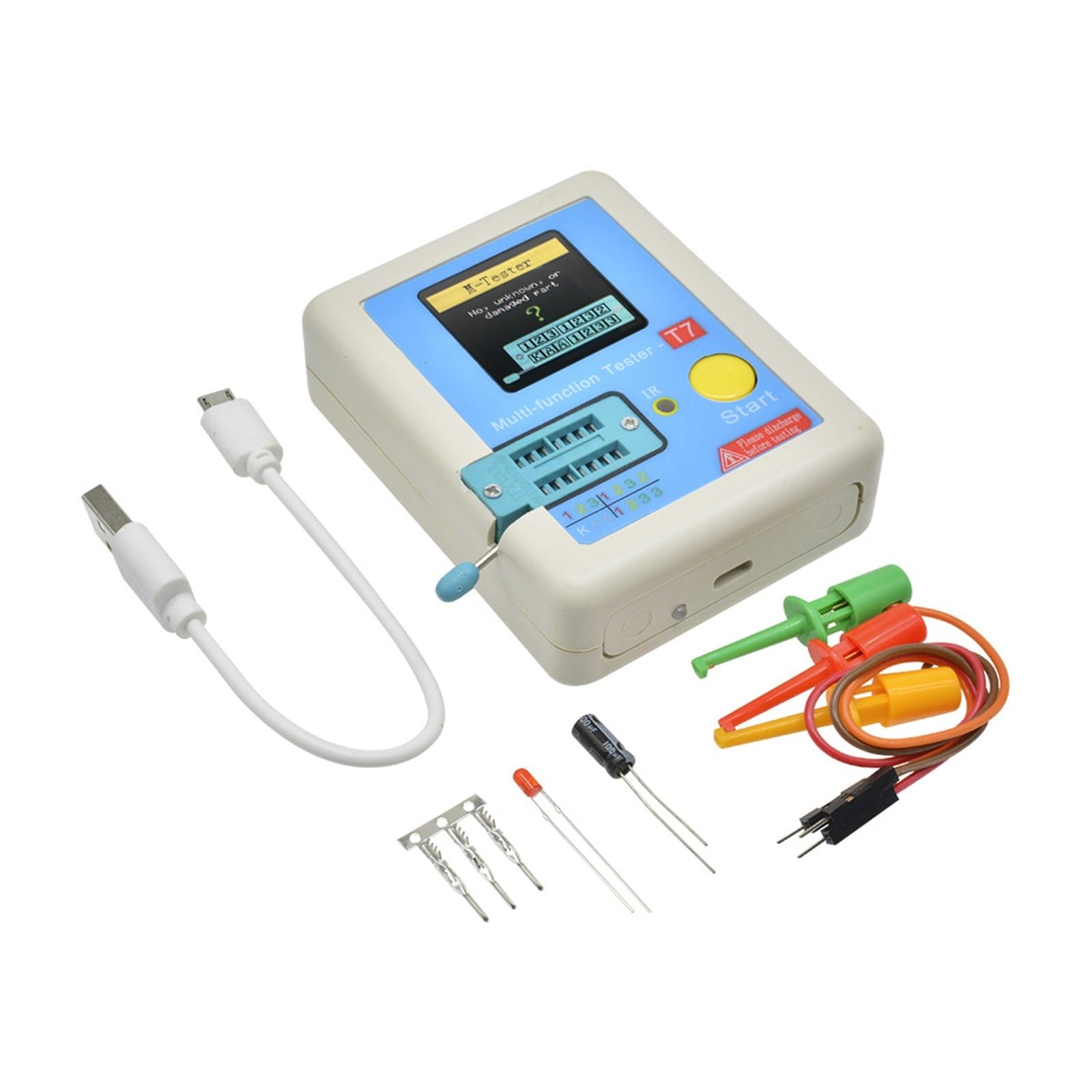 Tester Tranzystorów Precyzyjny Miernik Cyfrowy LCD Dioda Trioda Pojemność ESR MOS/PNP/NPN LCR MOSFET TFT(LCR-TC2)