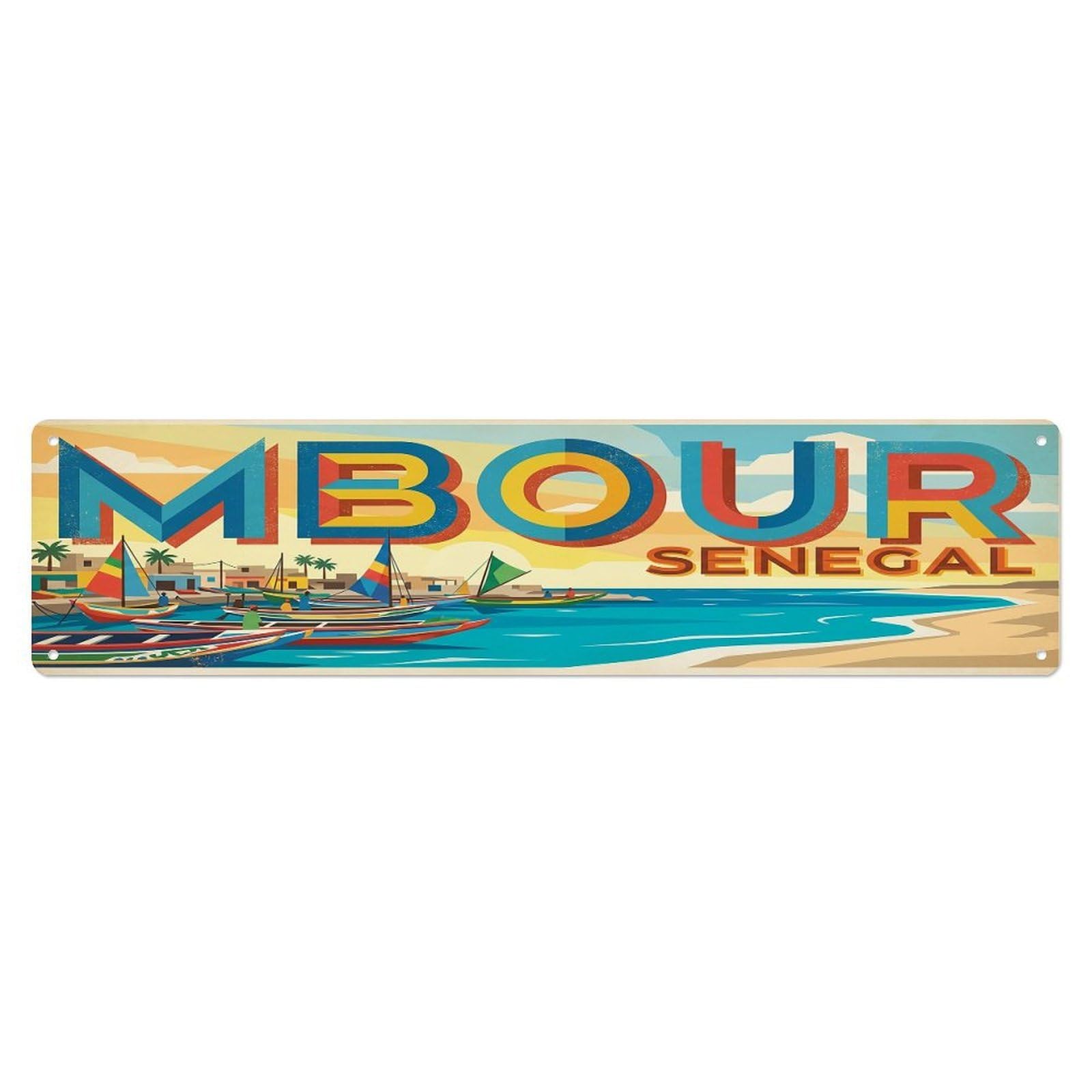 Vintage Travel Senegal Mbour Metal Tin Sign