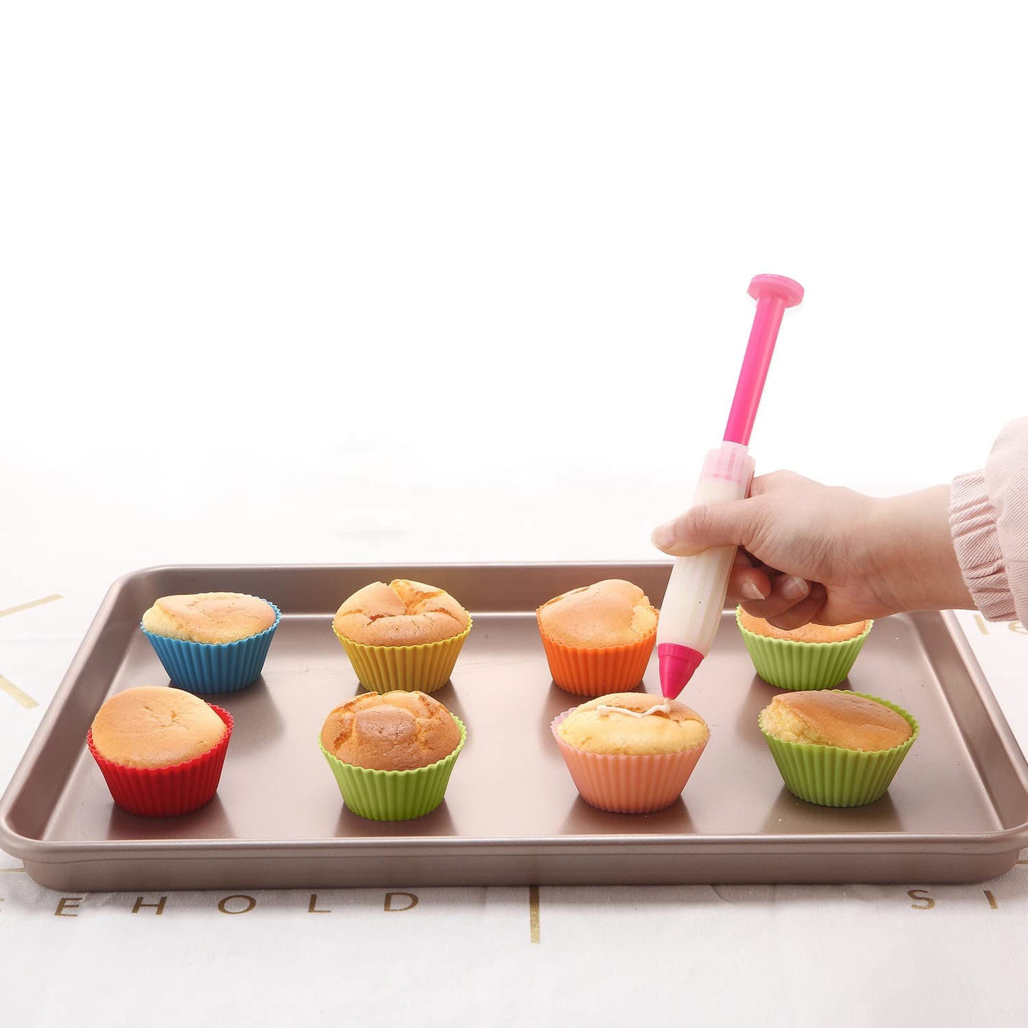 Lot De 4 Moules à Muffins Antiadhésifs – 26,4 X 17,8 Cm – Résiste Jusqu'à 260°C – Pour Cupcakes, Quiches