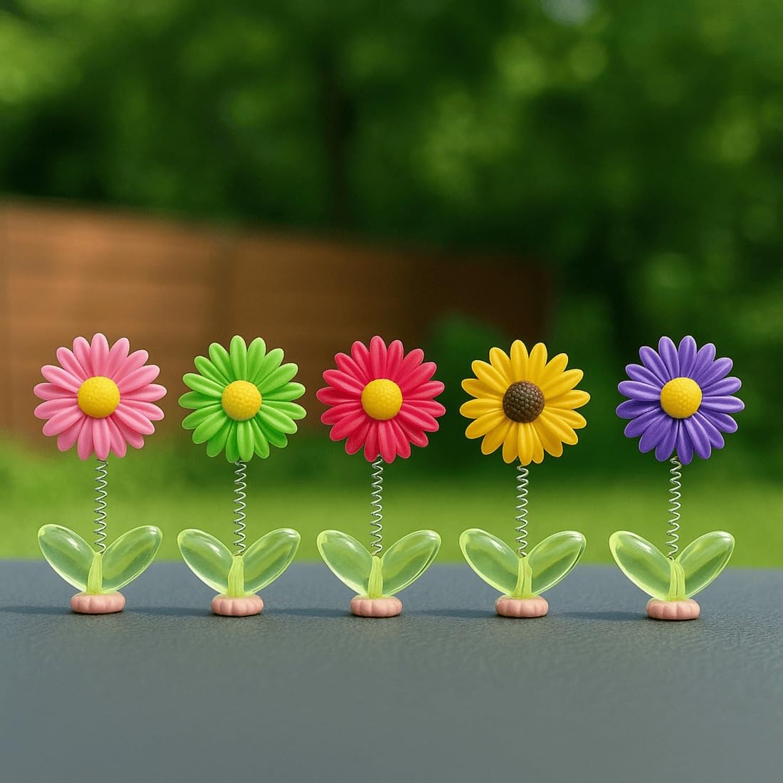 Mini Paste Shaking Head Sunflower Car Accessories, Dancing Solar Flowers, Car Mirror Decorative Dashboard Ornaments, Latest Multi-Colour (5Pcs)