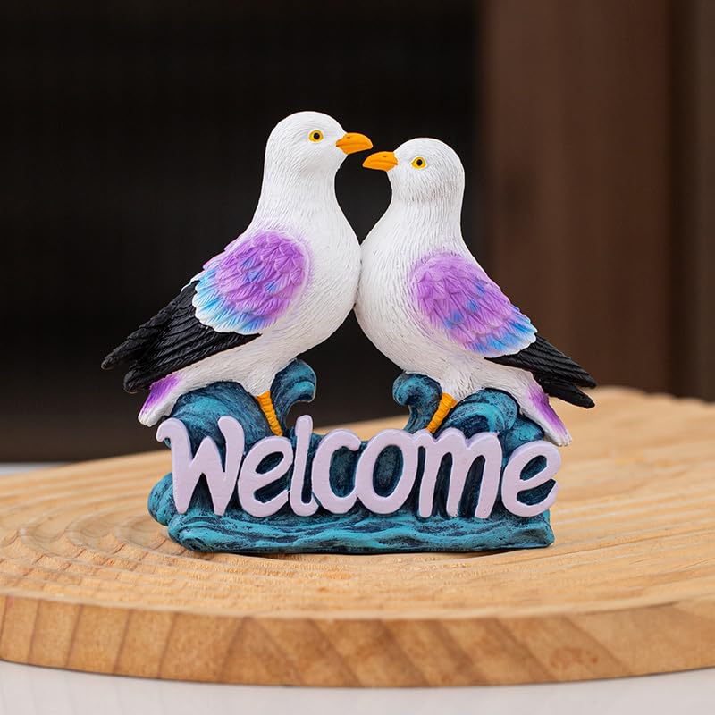 Mini estatua pareja de gaviotas para decoración miniatura 3