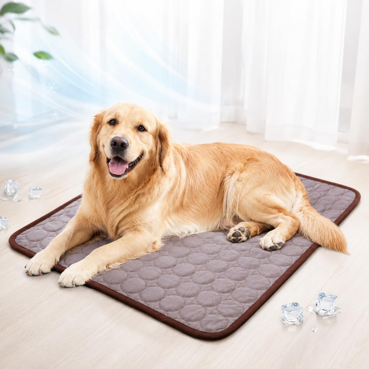 Pealeaf Dog Cooling Mat, Gel Free Pet Cooling Mat for Dogs and Cats, Washable Foldable Cool Mat for Crate Sofa Car Indoor Outdoor Summer Use (#D,50 * 62cm)