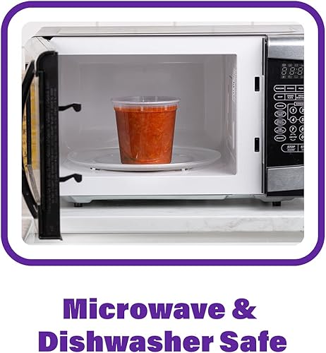 Miniatura 9 de 32 onzas. Contenedores de plástico para almacenamiento de alimentos con tapas herméticas [24 juegos].