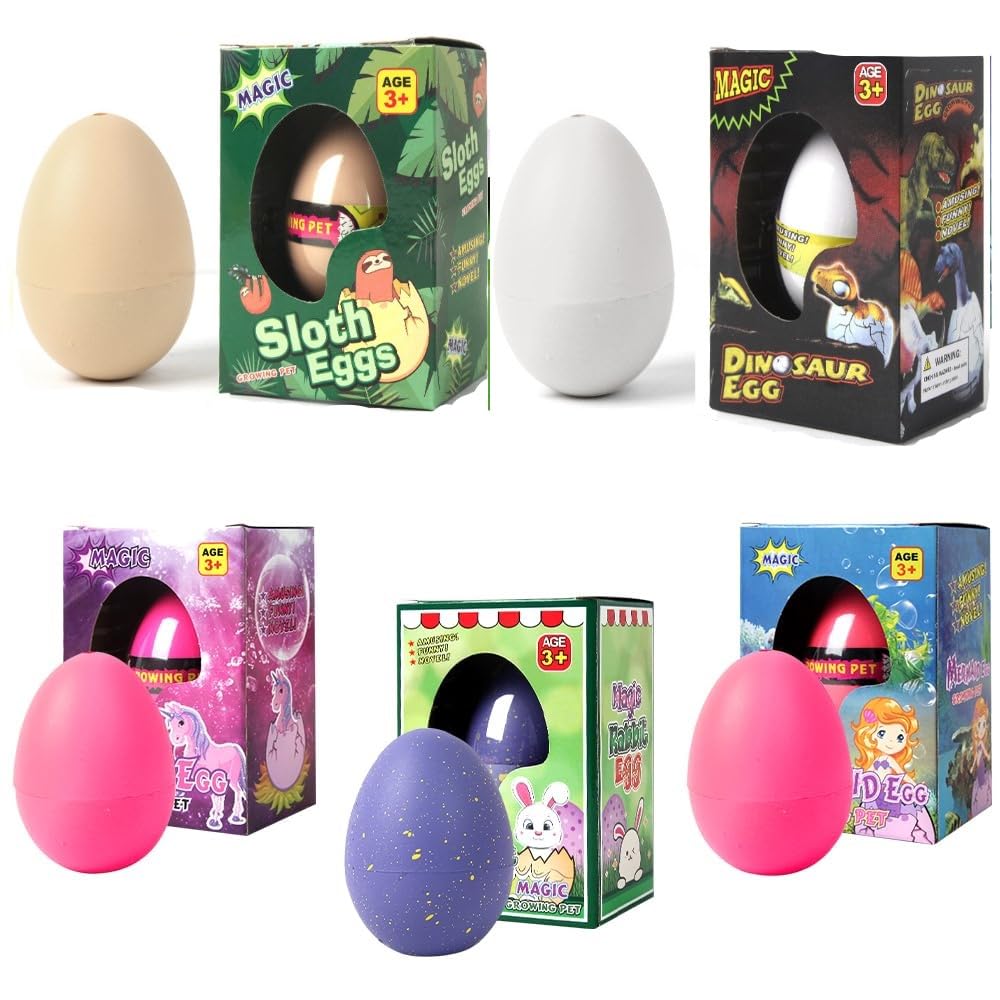 5 PCS Œufs à Couver, Jouet d'Éclosion élèvent des Oeufs de Qui Éclosent dans l'eau Mini Oeuf de Jouet, Jouet Éducatif Cadeau, Idées Cadeaux pour Pâques ou Anniversaire Enfants 3+ Ans