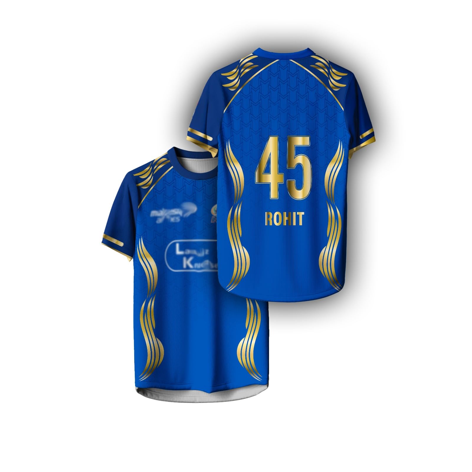 play fusion Cricket Jersey, Blue, Purple and Yellow, Player Names Rohit, Rinku and Dhoni, Fan Wear T-Shirt-picture-17