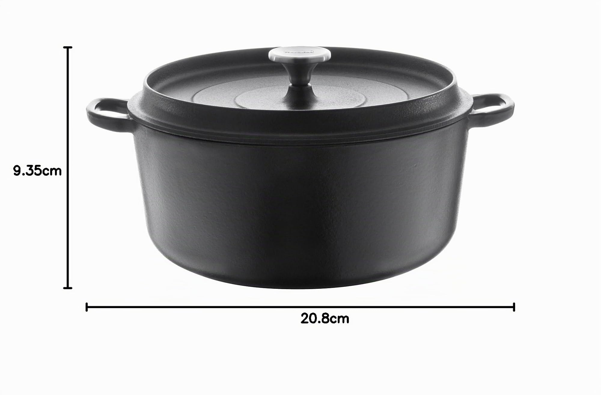 Berndes Casseruola con coperchio in Ghisa Nera, 20 cm, 2.7 Litri, Cast Iron