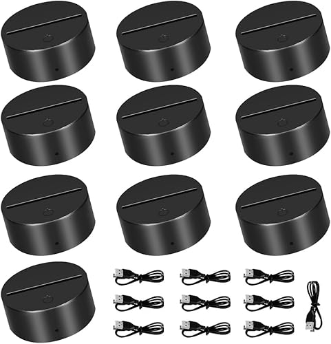 Miniatura 1 de Base LED ABS para acrílico, paquete de 10 lámparas de ilusión 3D, luz nocturna, 7 colores, control táctil, junto a la lámpara, regalo de Navidad