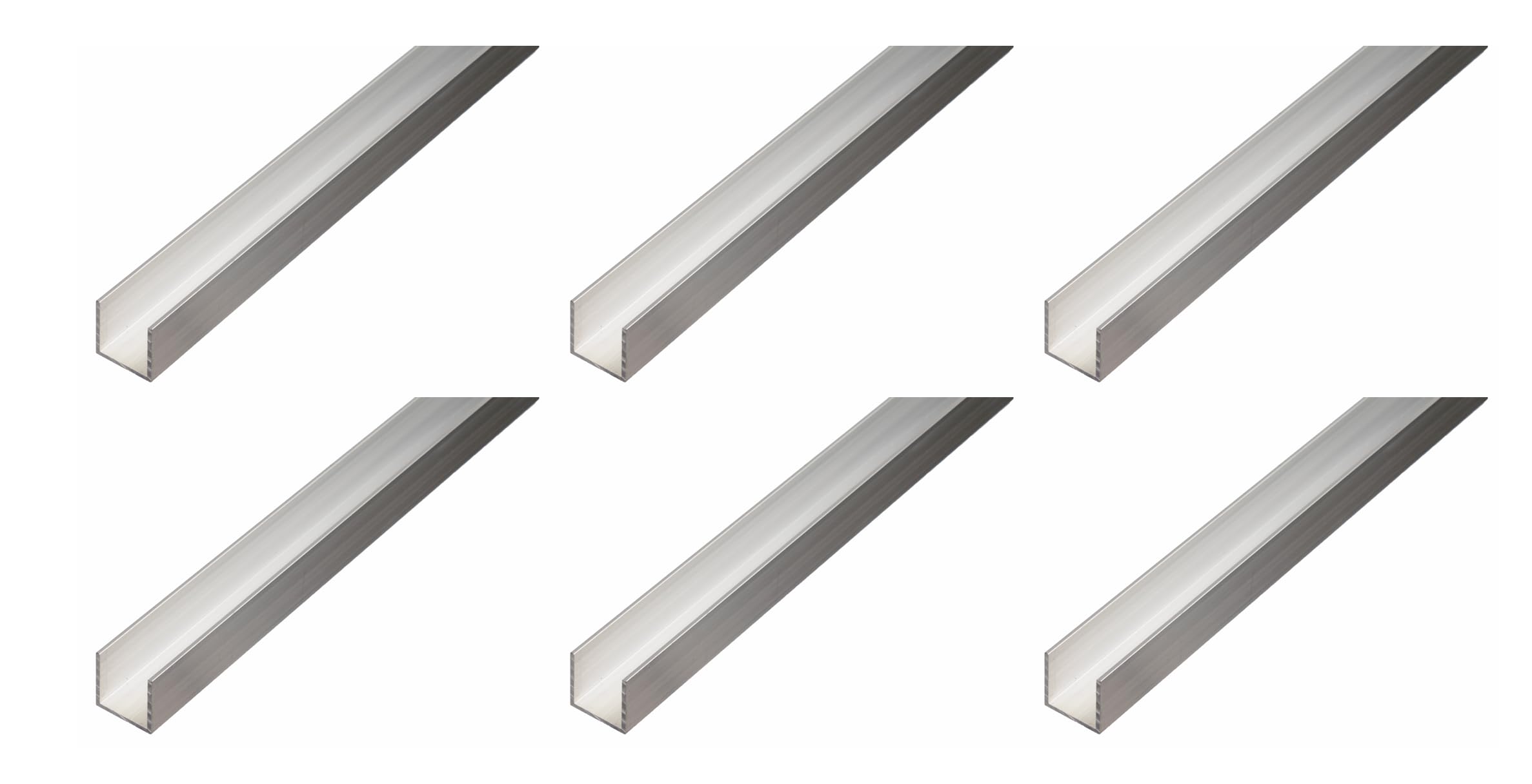 Alberts Lot de 6 profilés en U - Aluminium, naturel - 1000 x 6 x 6 mm
