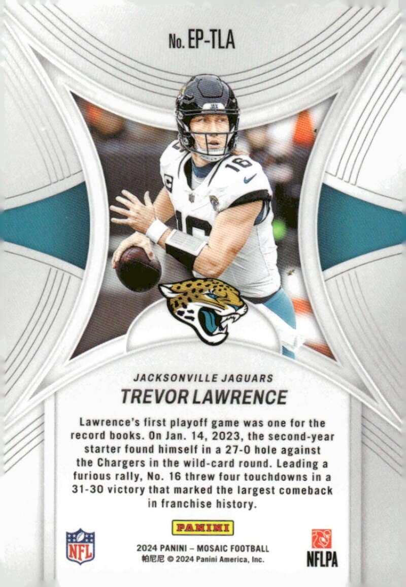 Amazon.com: 2024 Panini Mosaic Epic Performers #4 Trevor Lawrence