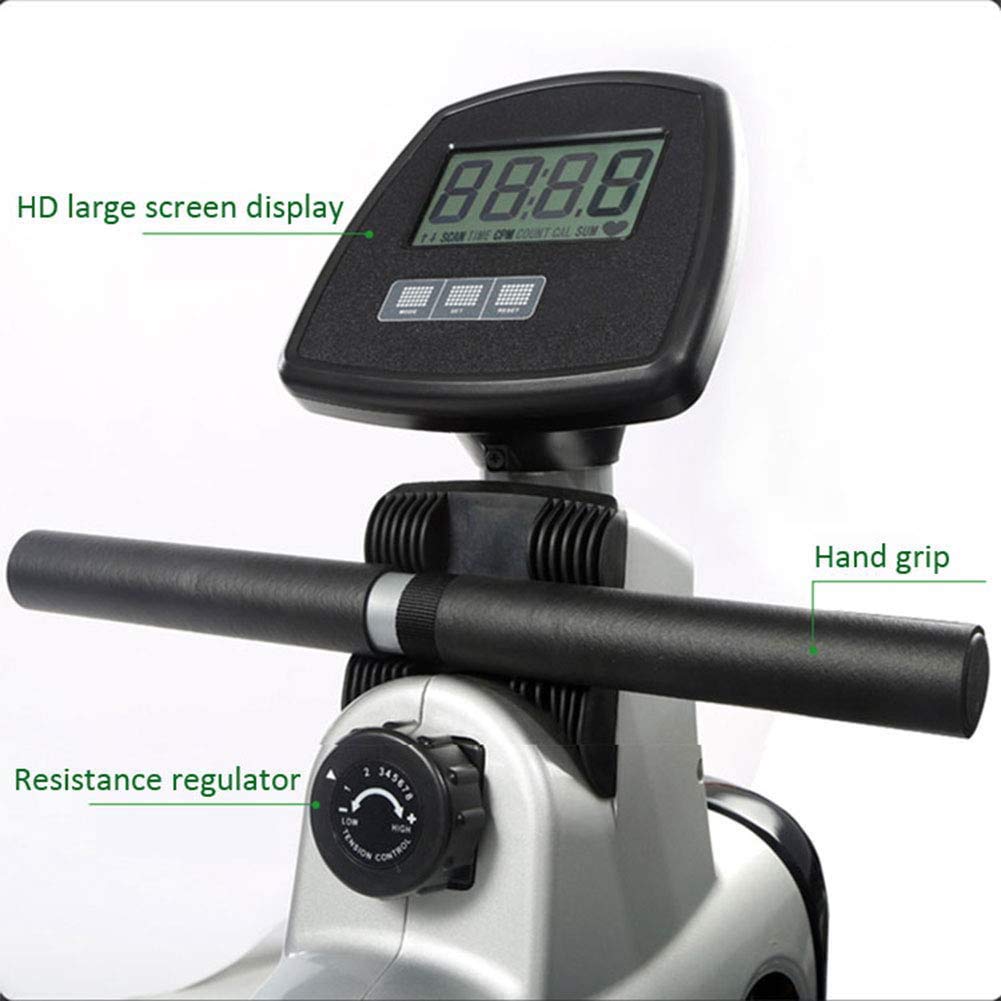 Vogatore pieghevole Vogatore, Vogatore a resistenza magnetica, Sistema frenante magnetico silenzioso, 8 livelli di regolazione della resistenza, Display LCD, Carico massimo 150 kg, per palestra domest