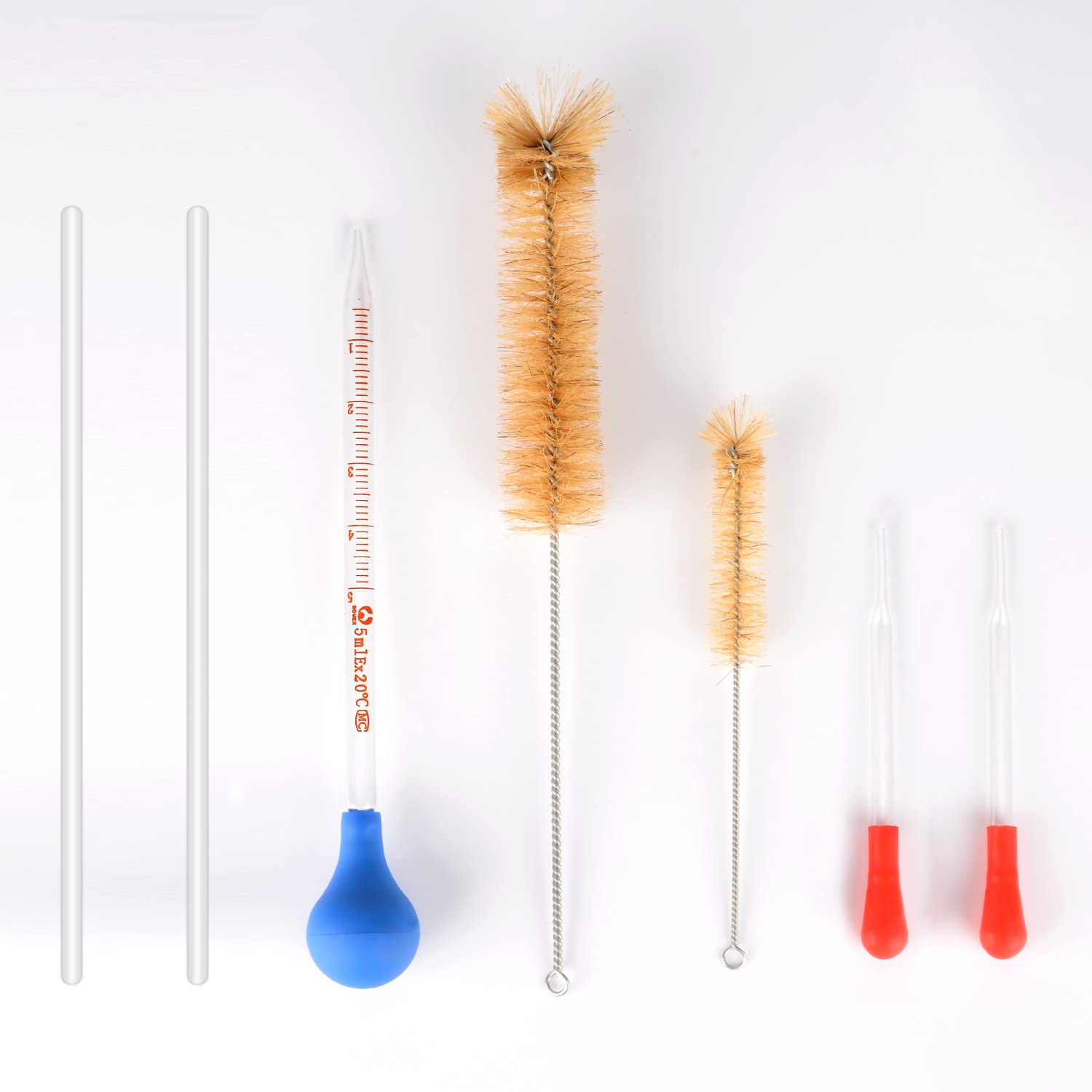 Labasics Juego de Probetas Graduadas 5 Pcs Cilindros Medición Vidrio Borosilicato 5 ml 10 ml 25 ml 50 ml 100 ml