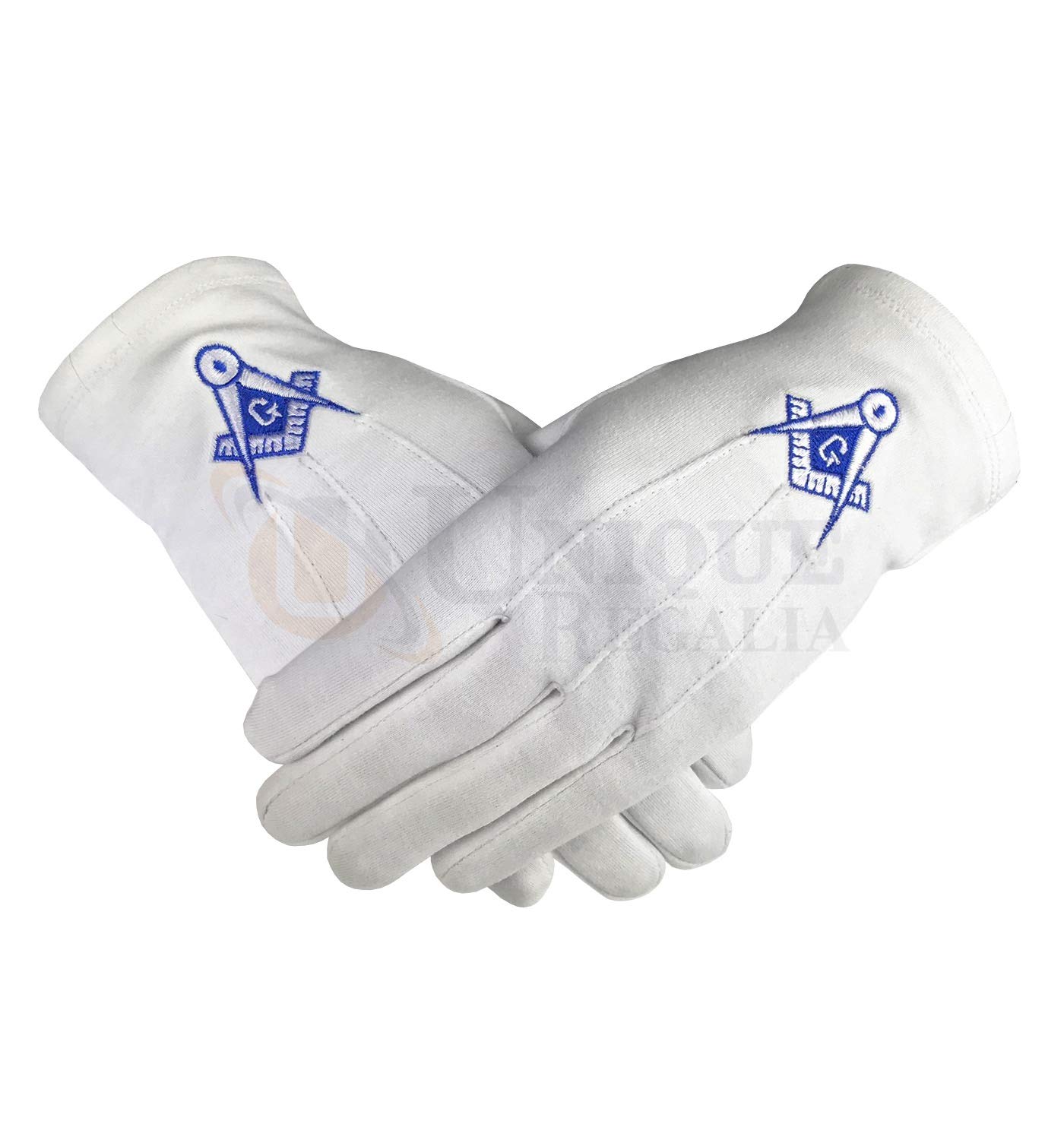 Black Masonic Regalia 100% Cotton Machine Embroidered White Masonic Gloves Mc081 (Small)