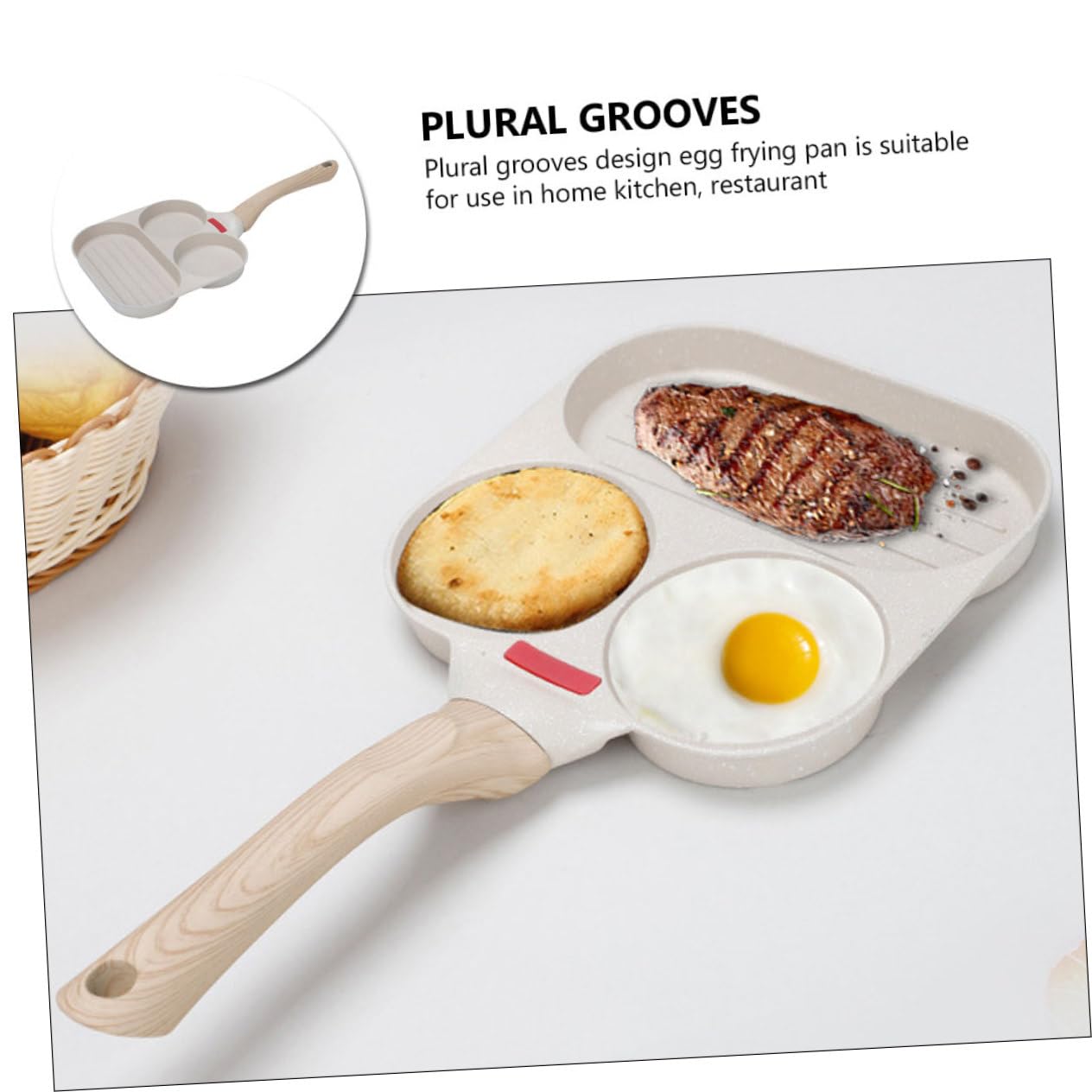 LIFKOME Padella Antiaderente in Pancake e Multifunzione Alluminio per Lega Beige Sicura Forma Ovale e Rotonda Cucina Domestica e Ristorante