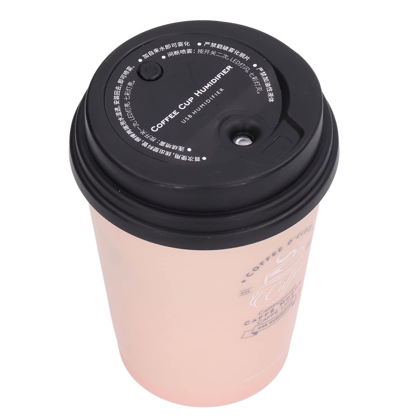 Nawilżacz Biurkowy USB 300 Ml - Filiżanka Kawy, Niski Poziom Hałasu, Automatyczne Wyłączanie, Kompaktowy, Lekki, Oszczędzający Miejsce Mini Do Domowego Biura i Samochodu (Różowy)