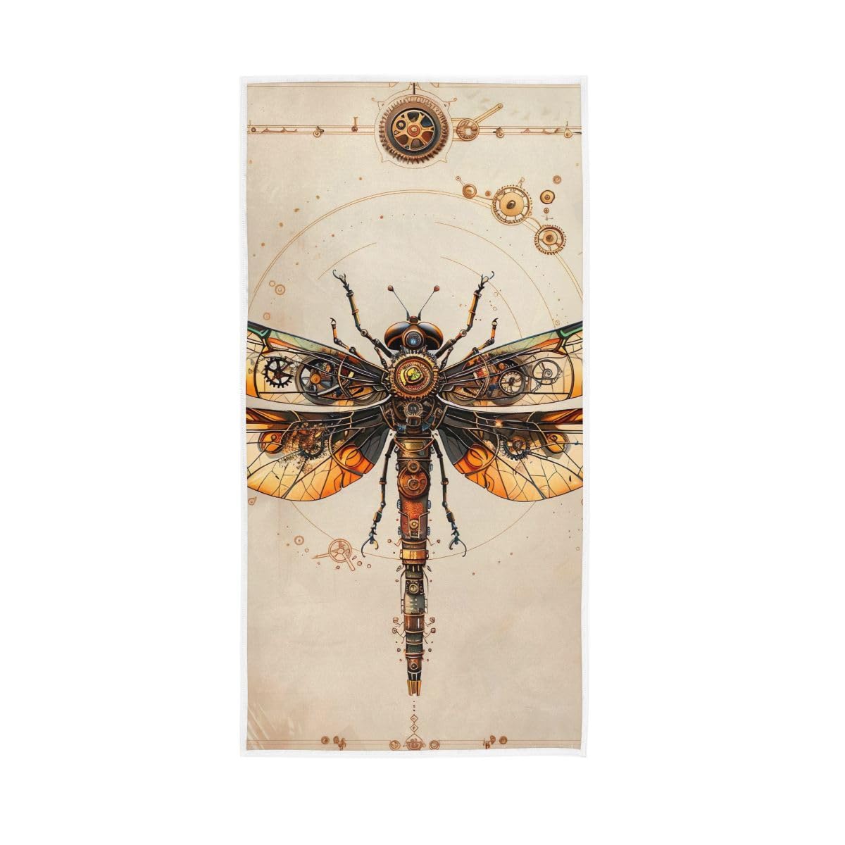 HUYGD Dragonfly with Gears Guest Hand Towels for Bathroom, Hand Towels for Bathroom, Shower, Hotel, Spa 15 x 30 Inches