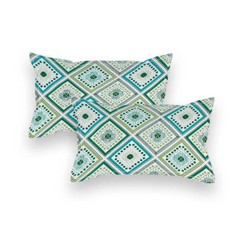 Image of NHD HOME Premium Cotton Elastic Fitted Floral Bedsheets With 2 King Size Pillow Covers Double Bed With All Around Elastic Supersoft Size - 72X78 +10 Inches Tradional Pattren Green&Blue - 220 Tc
