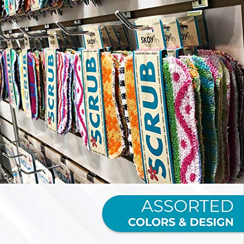 Skoy Scrub, Non-Scratching, Reusable Scrub For Kitchen And Household Use, Environmentally Friendly, Dishwasher Safe, 8-Pack - Assorted Colors And Designs #TOP3