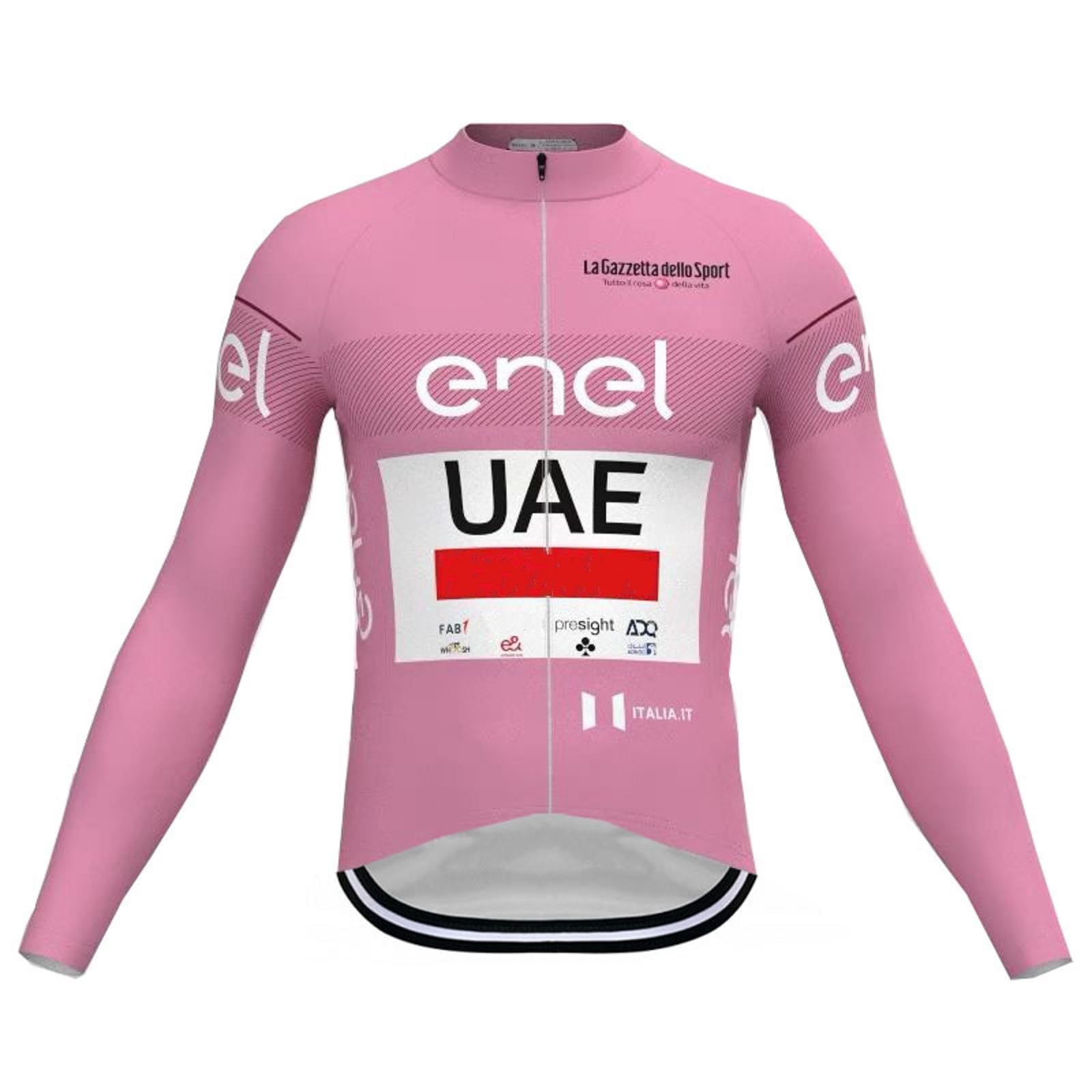 2024 Winter Thermal Fleece Warmer Pro Team UAE ITALIA TOUR Championship Long Sleeve Cycling Jersey For Men,Quick-Dry Road Bike Jacket Bicycle Clothing (S)