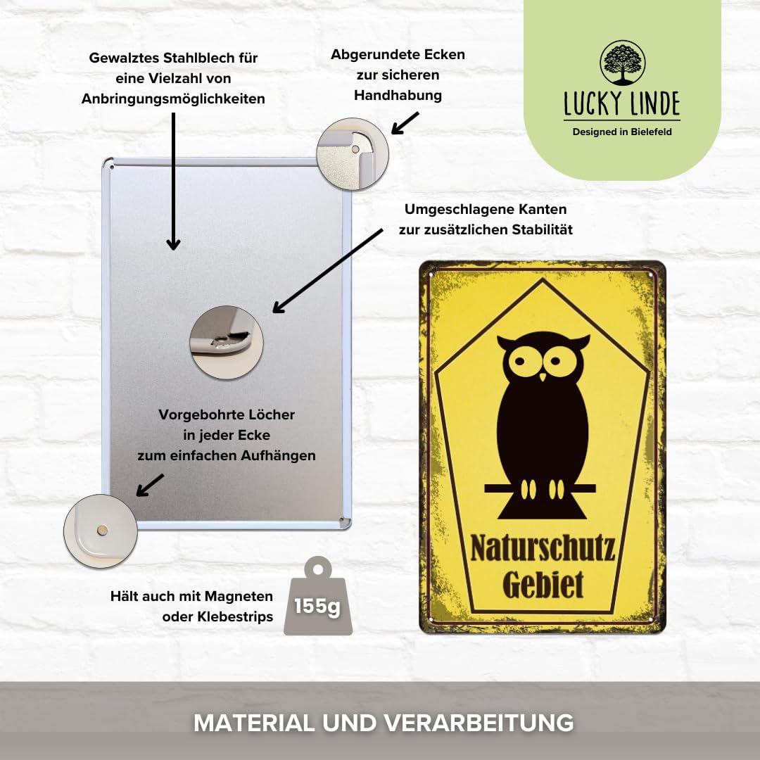 Cartello Da Giardino "Riserva Naturale" Con Gufo - Resistente Alle Intemperie In Alluminio 30x20 Cm - 3