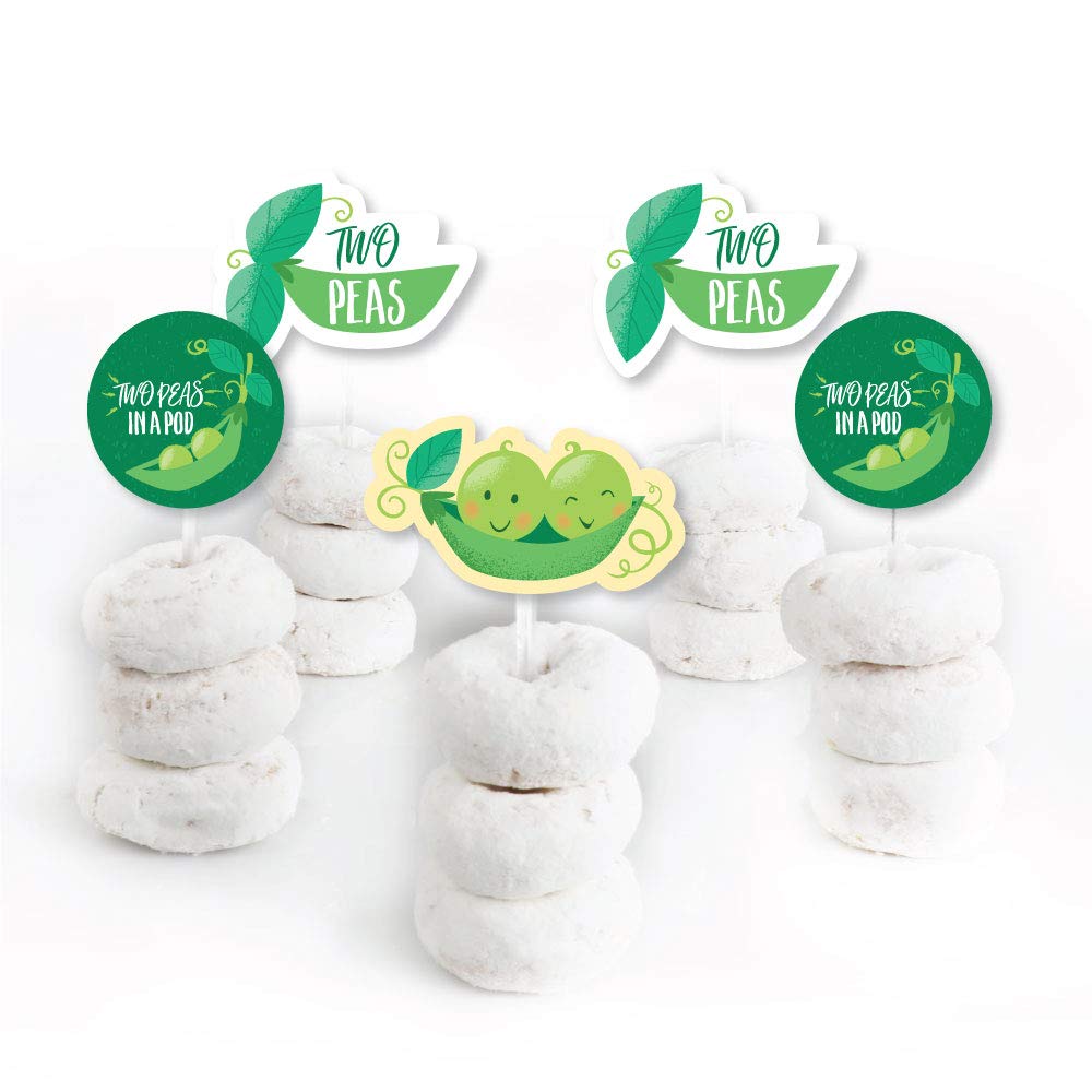 Big Dot of Happiness Double the Fun - Twins Two Peas in a Pod - Dessert Cupcake Toppers - Baby Shower or First Birthday Party Clear Treat Picks - Set of 24