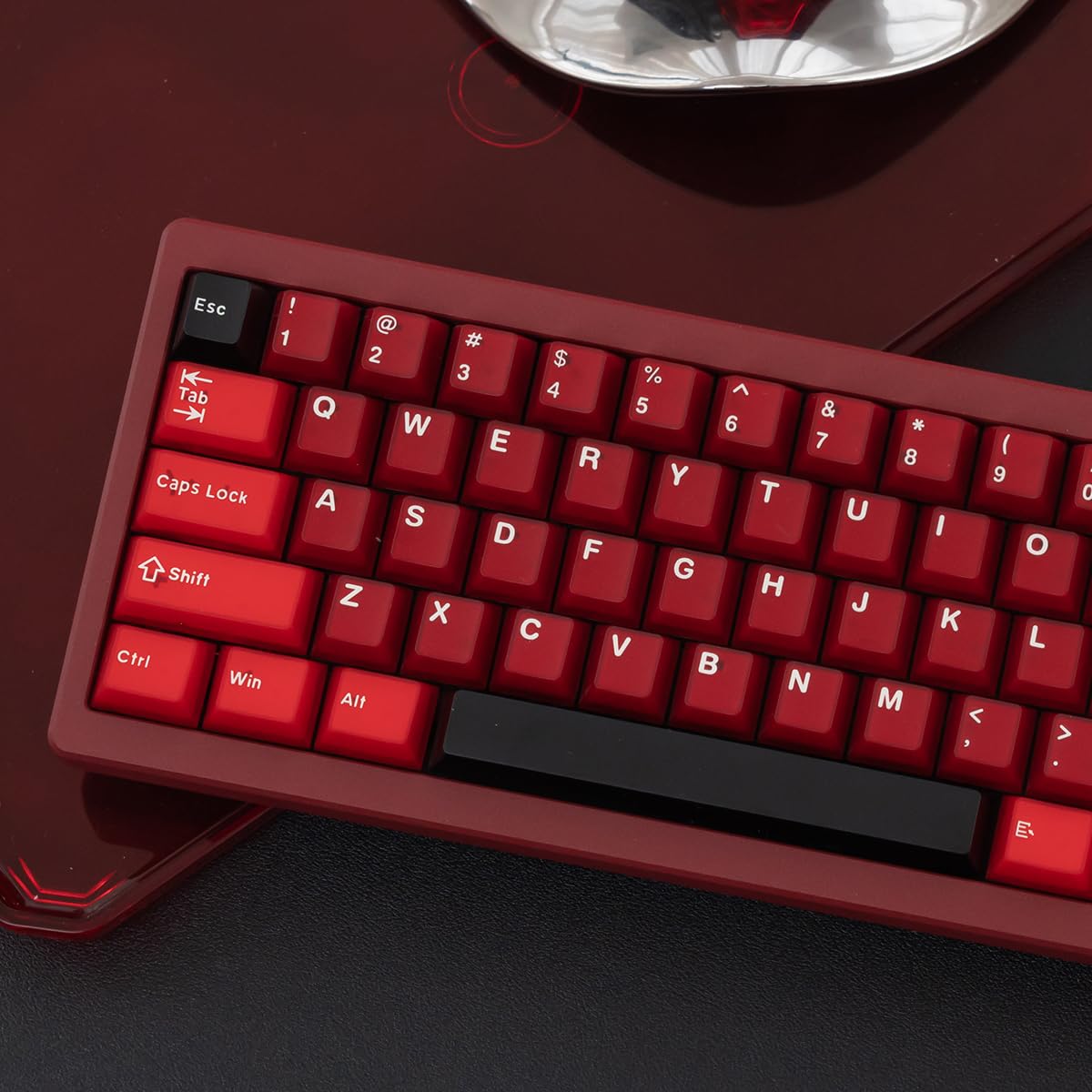 164 Tasten Rot Transluzente Tastenkappen PBT Doubleshot Keycaps Set Fit für 61/64/87/104/108 Cherry Mx Schalter Mechanische Tastatur