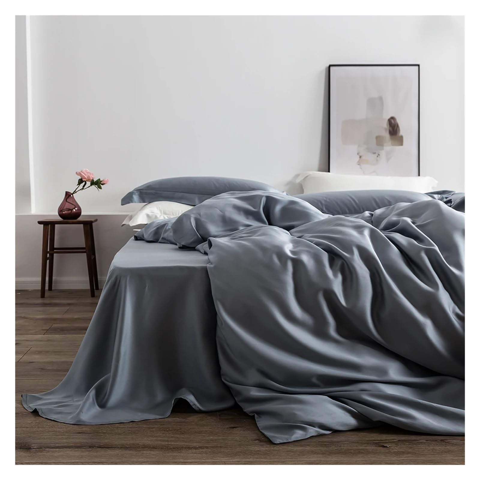 Sbcgfy C Romanti Silk Bedding Set Mulberry Beauty Silk Bed Set Beauty Quilt Over Pillowcase Double Queen King Sheet,Otton Duvet,-King Size 4Pcs
